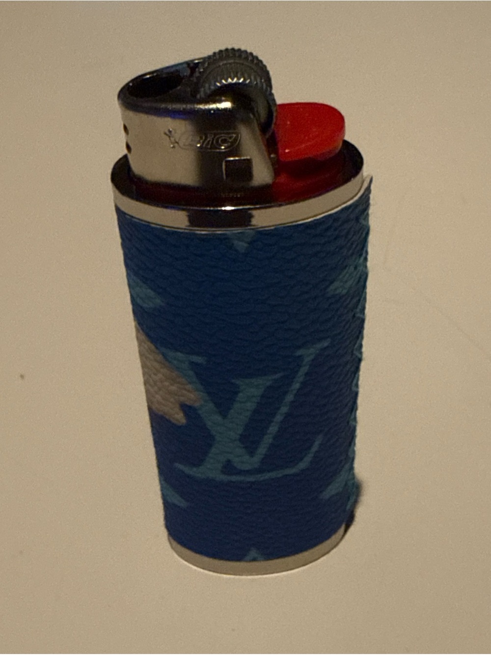 LV Leather Bic Lighter Case Full Size Blue - Picture 5 of 6